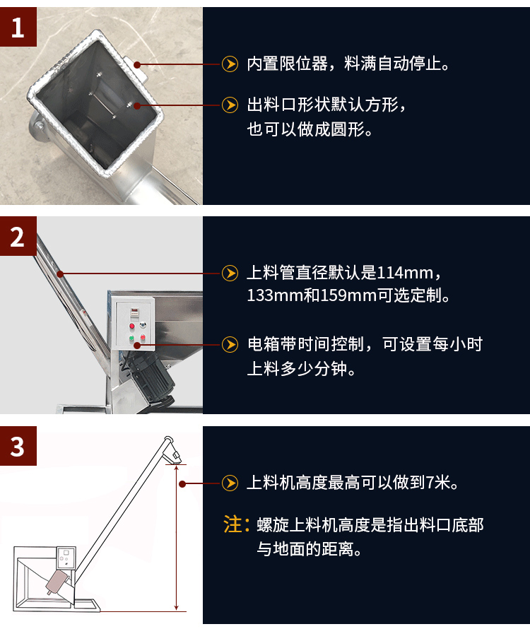 不銹鋼螺旋輸送機自動上料，可定制管徑，高度可做到7米